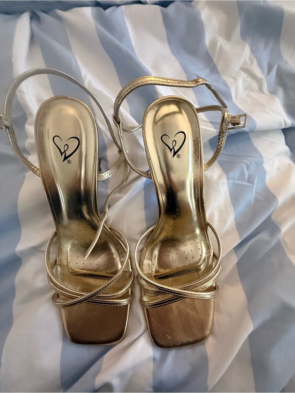 NIC+ZOE Metallic Gold Strappy Heeled Sandals